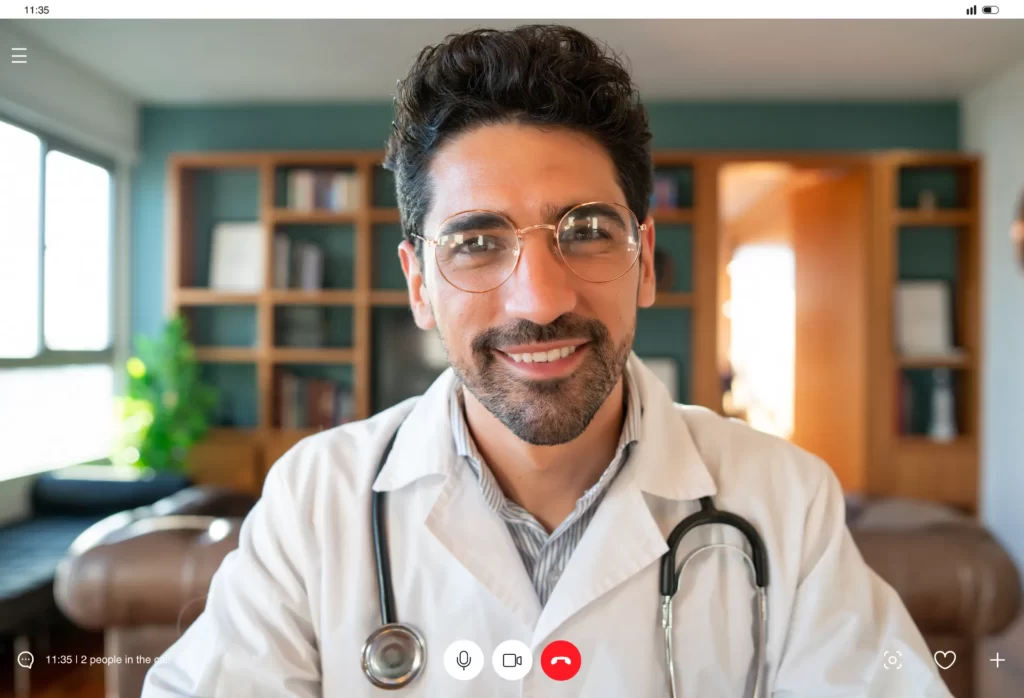 doctor on a video call with a patient utc ()